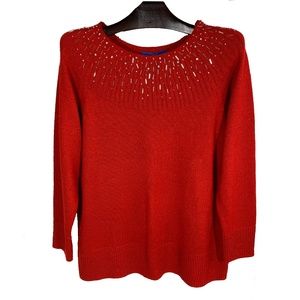 NWT Apt 9 Embellished Sparkly Tango Red Sweater